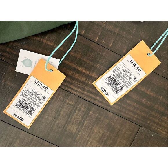 Kona Sol Green High Rise Bottom and Pink One Shoulder Ruffle Bikini Size Large - Picture 2 of 5